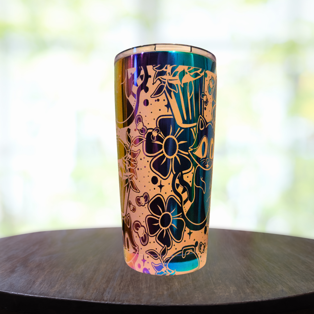 20oz Ghost Raccoon Rainbow Tumbler