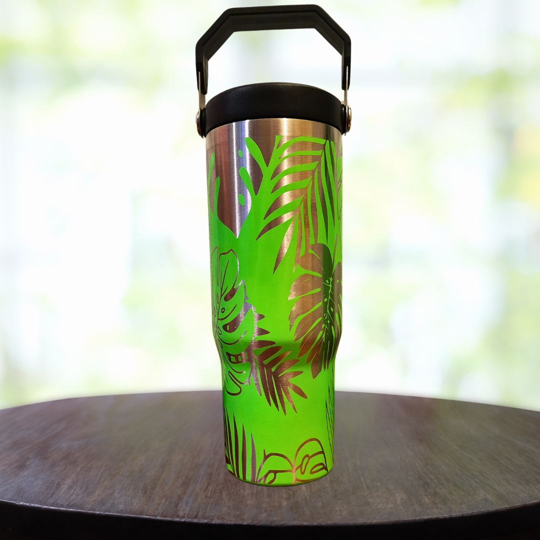 30oz Swing Handle Monstera Tumbler