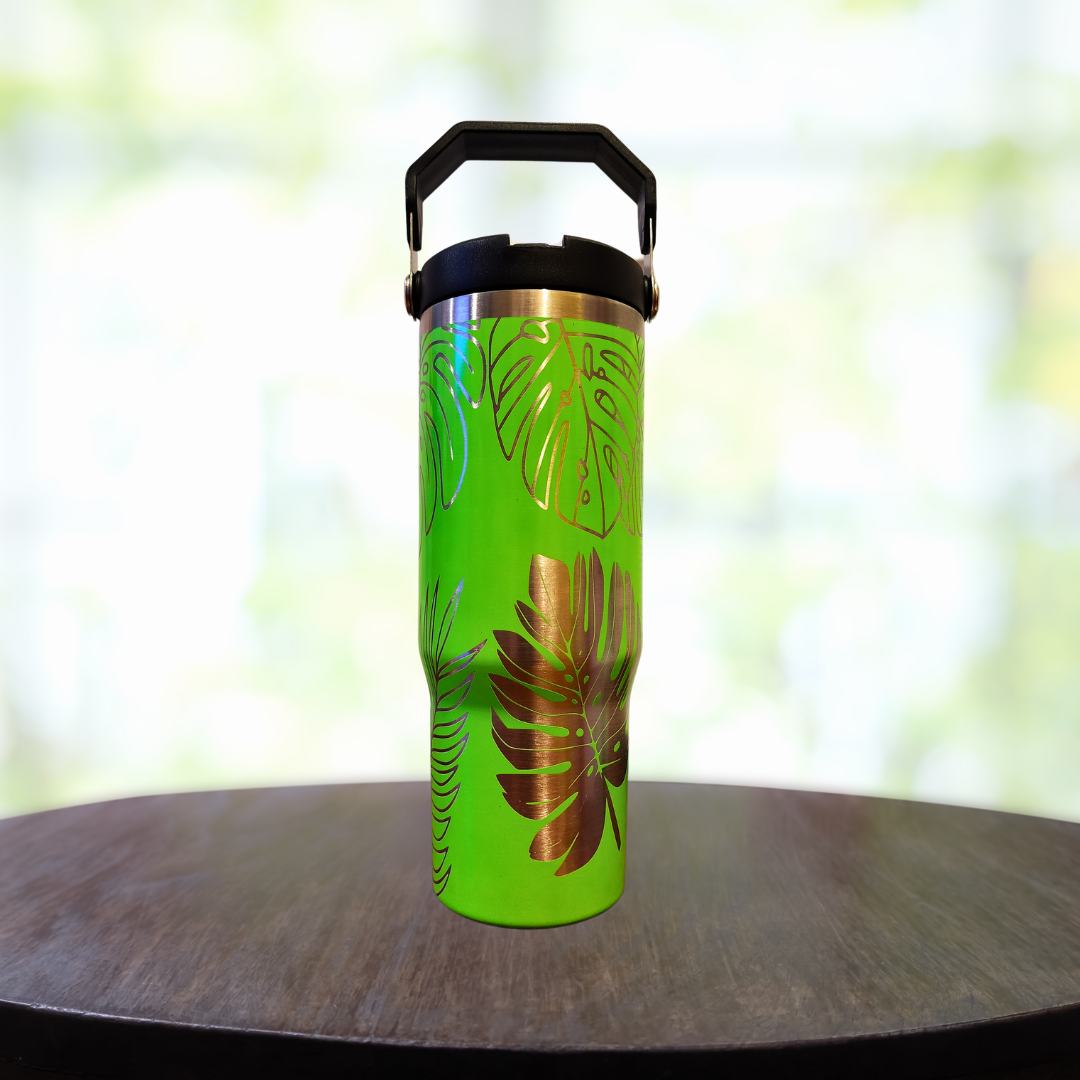 30oz Swing Handle Monstera Tumbler