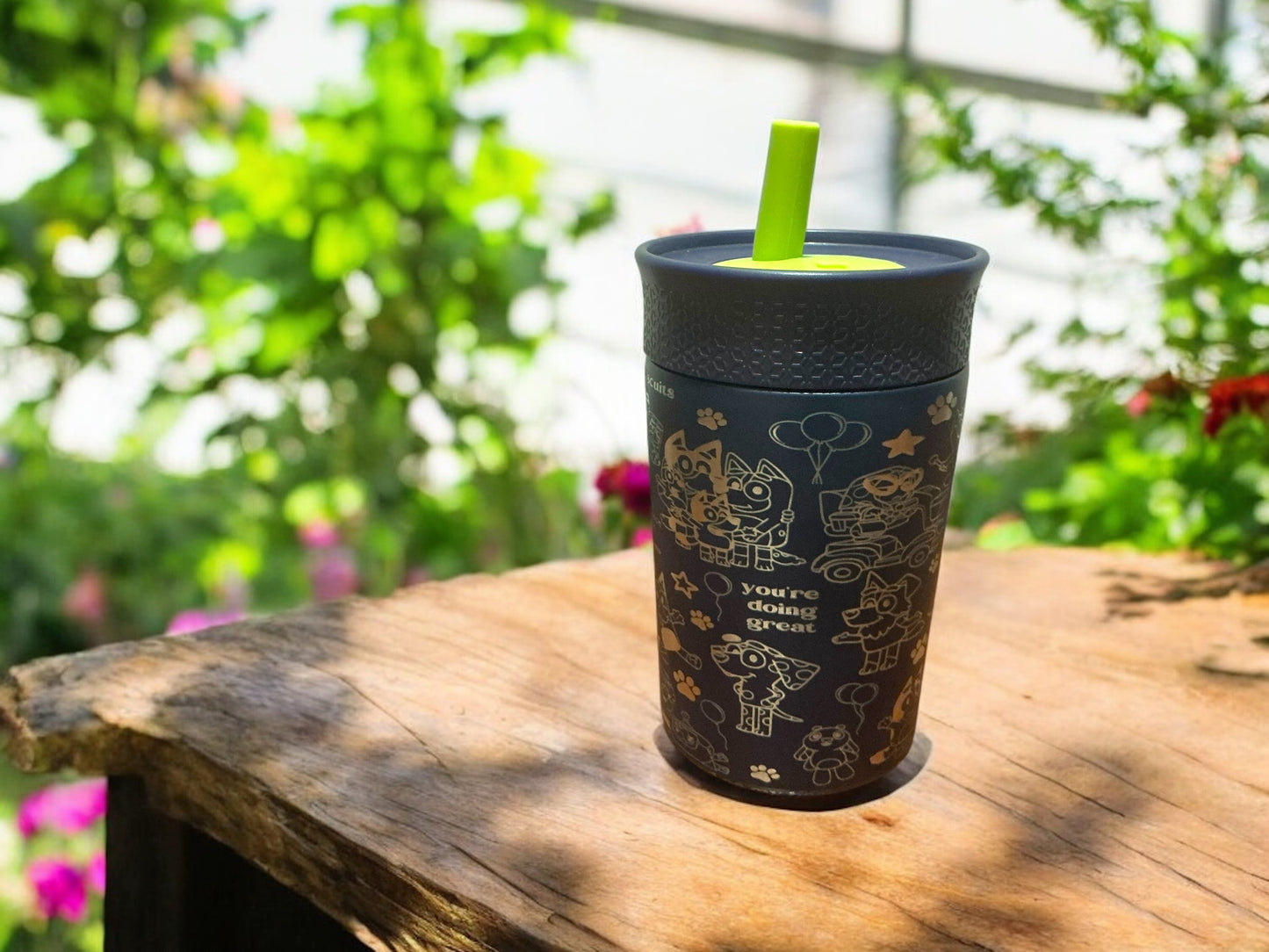12oz Kid’s Leakproof Blue Dog Tumbler