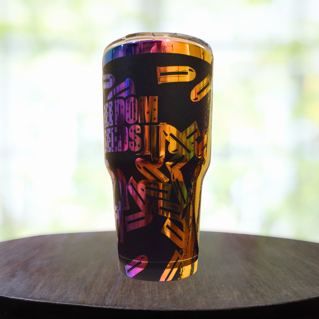 30oz Engraved Rainbow Freedom Tumbler