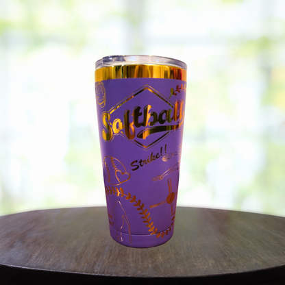 20oz Purple Softball Tumbler