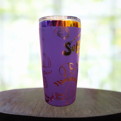 20oz Purple Softball Tumbler