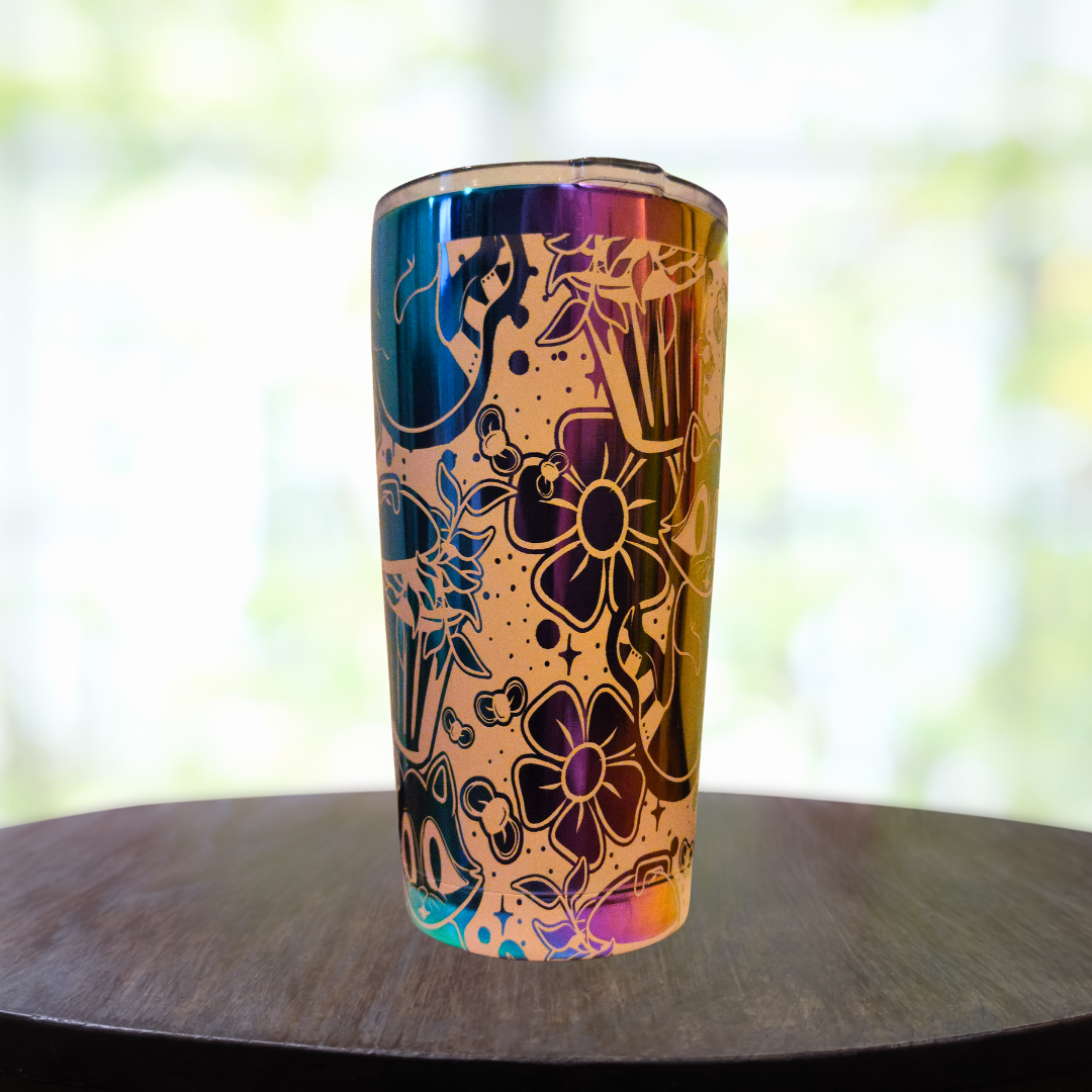 20oz Ghost Raccoon Rainbow Tumbler