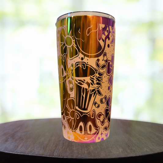 20oz Ghost Raccoon Rainbow Tumbler