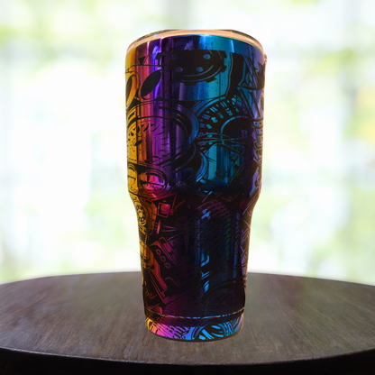 30oz Rainbow Engine Engraved Tumbler