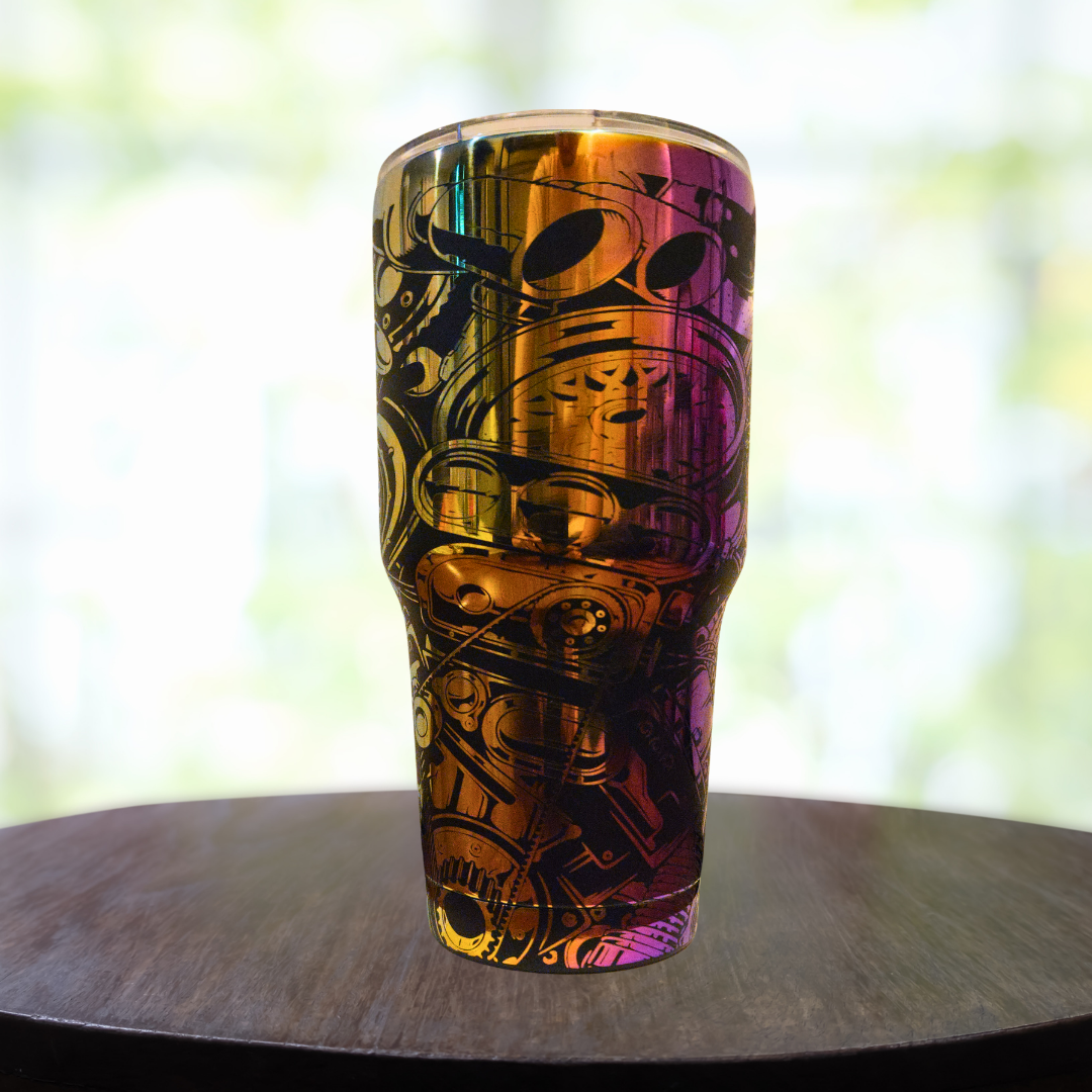 30oz Rainbow Engine Engraved Tumbler