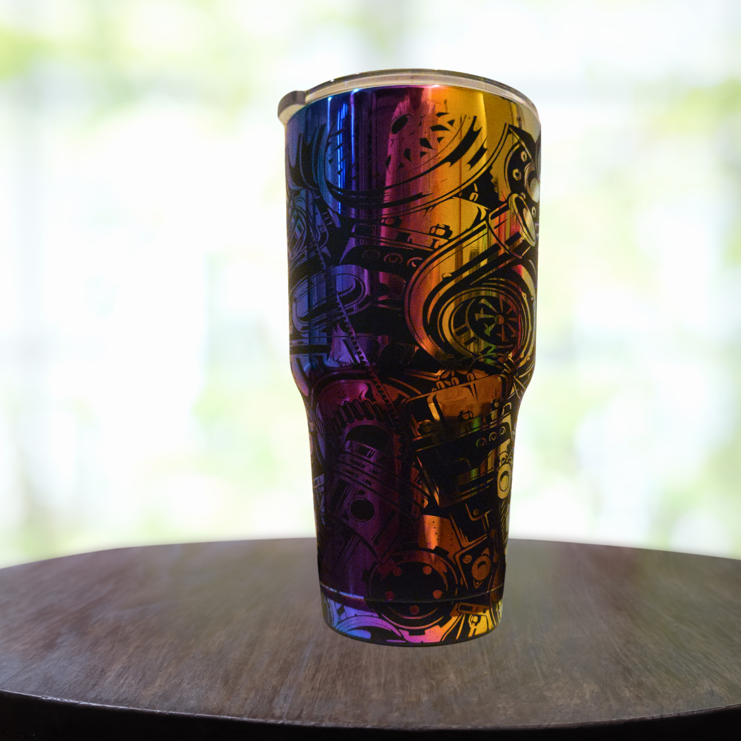 30oz Rainbow Engine Engraved Tumbler