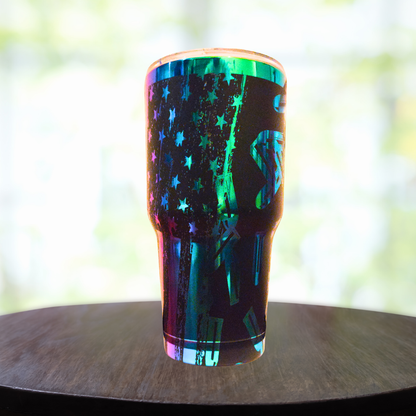 30oz Engraved Rainbow Freedom Tumbler