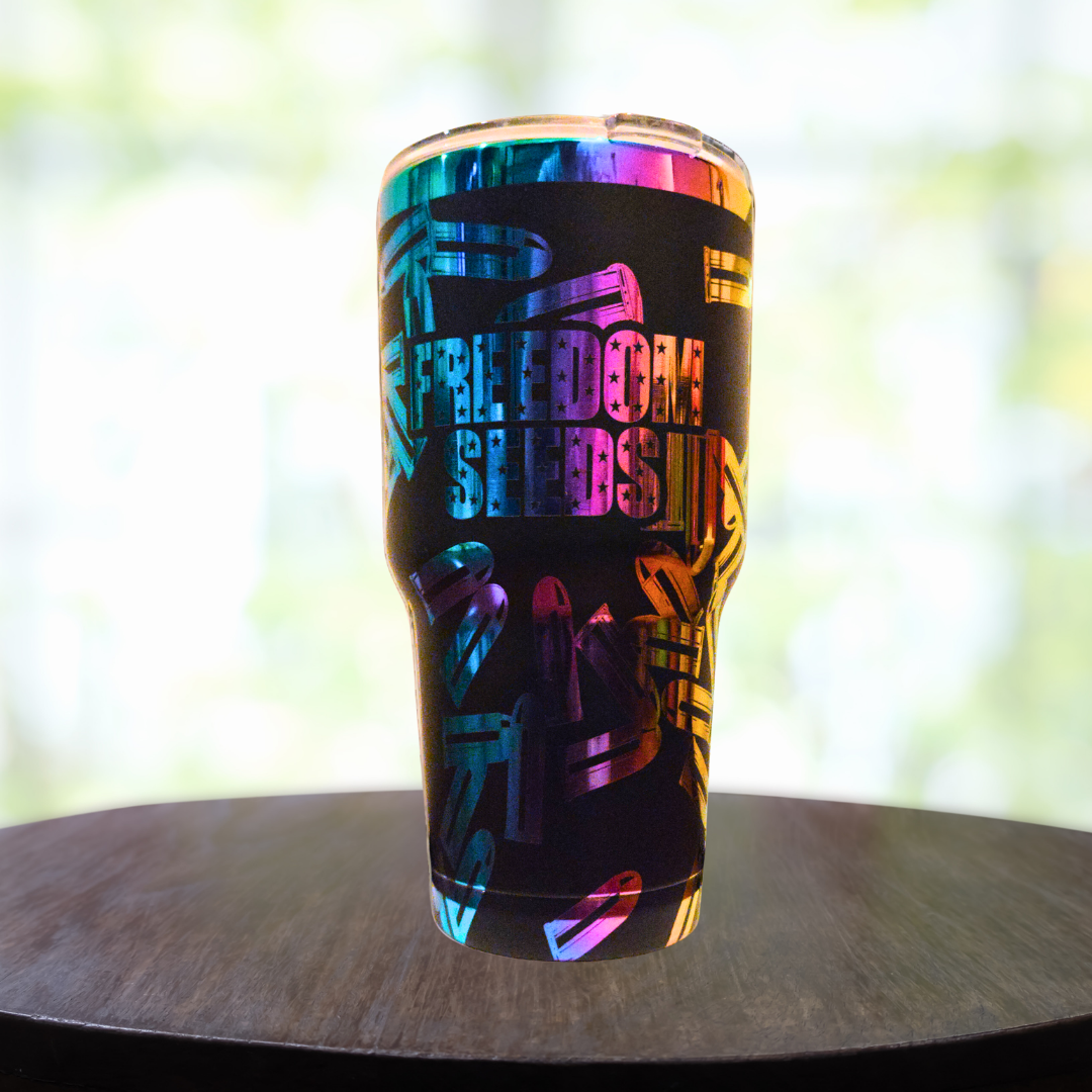 30oz Engraved Rainbow Freedom Tumbler