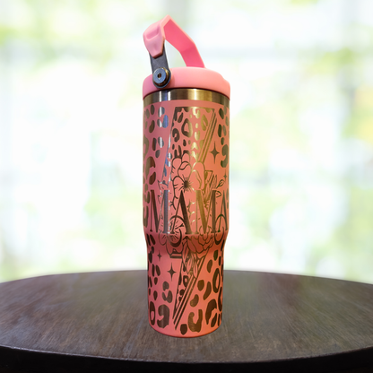 30oz Leopard Mama Swing Handle Tumbler