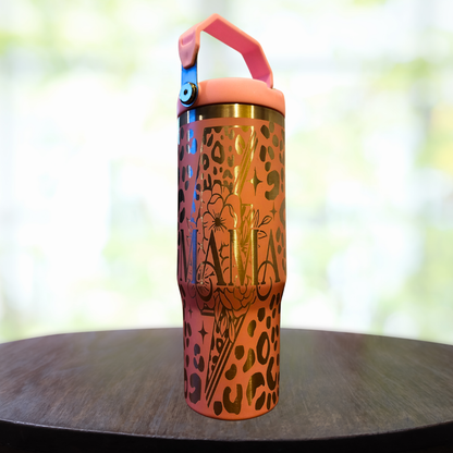 30oz Leopard Mama Swing Handle Tumbler