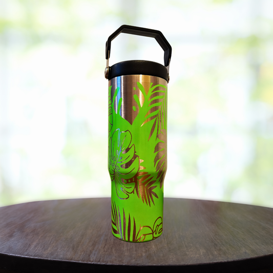 30oz Swing Handle Monstera Tumbler