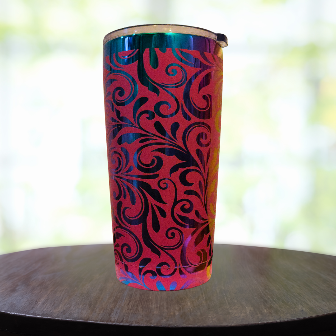 20oz Rainbow and Hot Pink Filigree