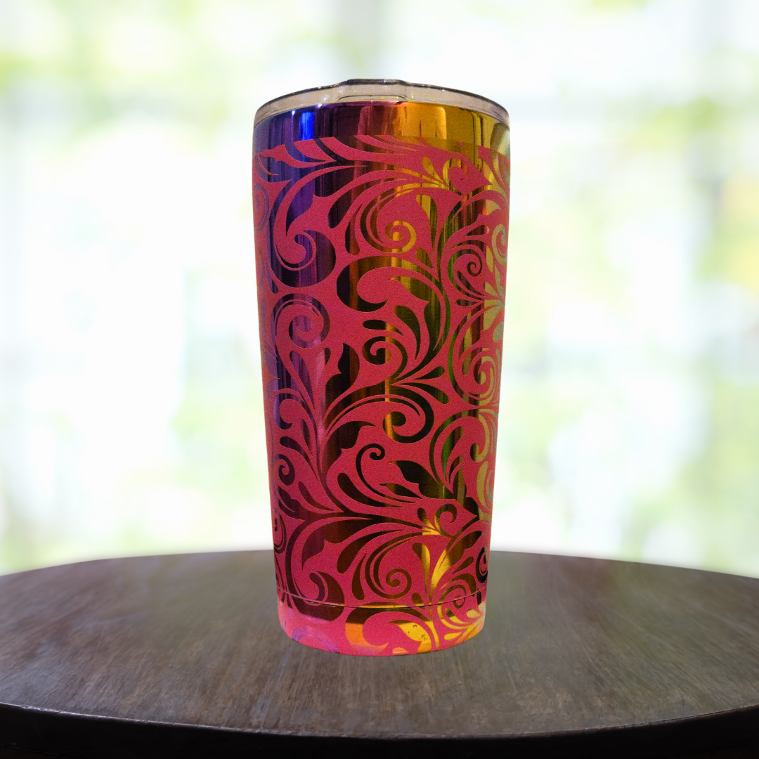 20oz Rainbow and Hot Pink Filigree