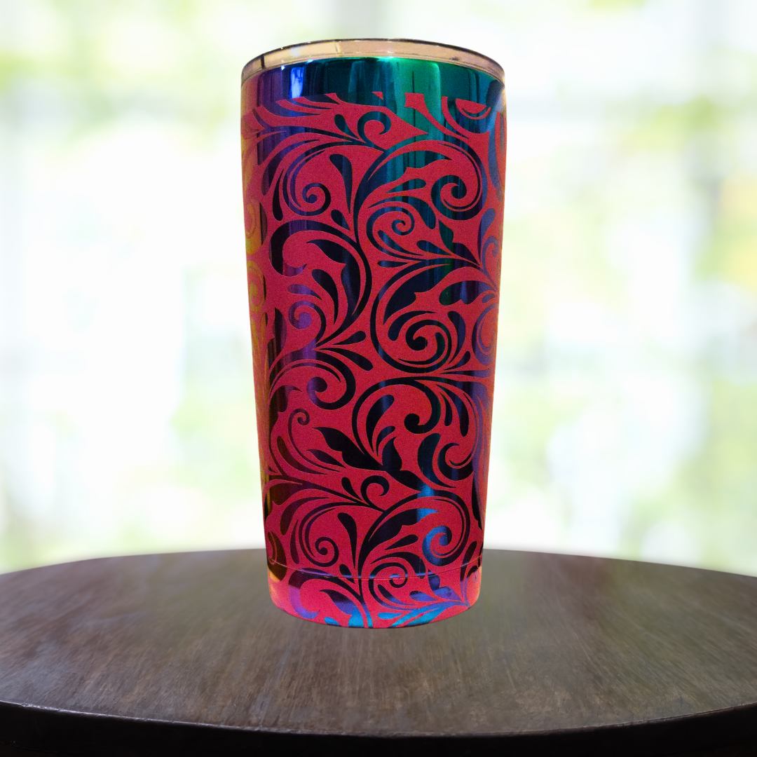 20oz Rainbow and Hot Pink Filigree