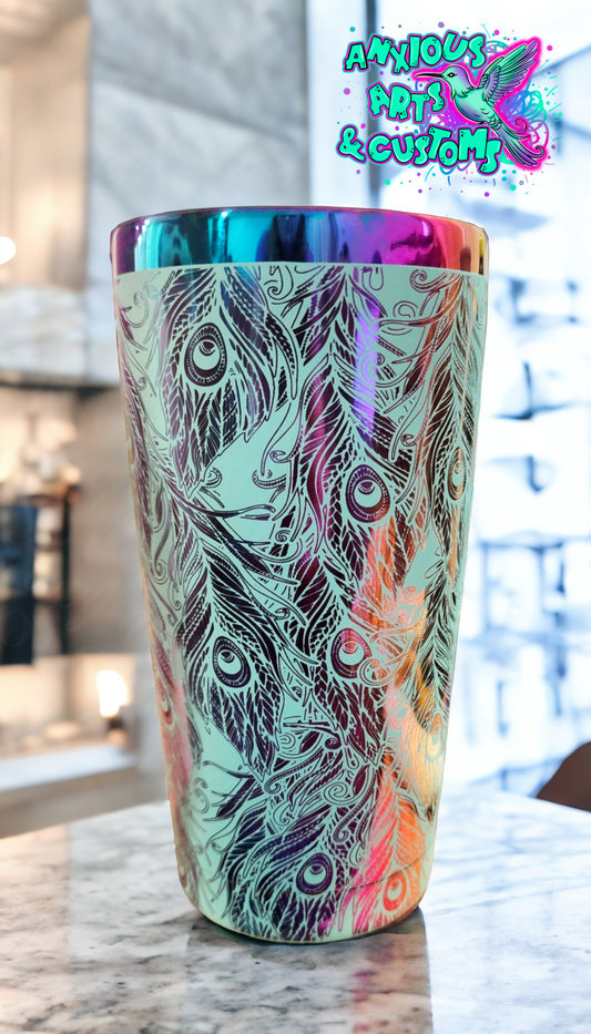 20oz Peacock Rainbow Tumbler